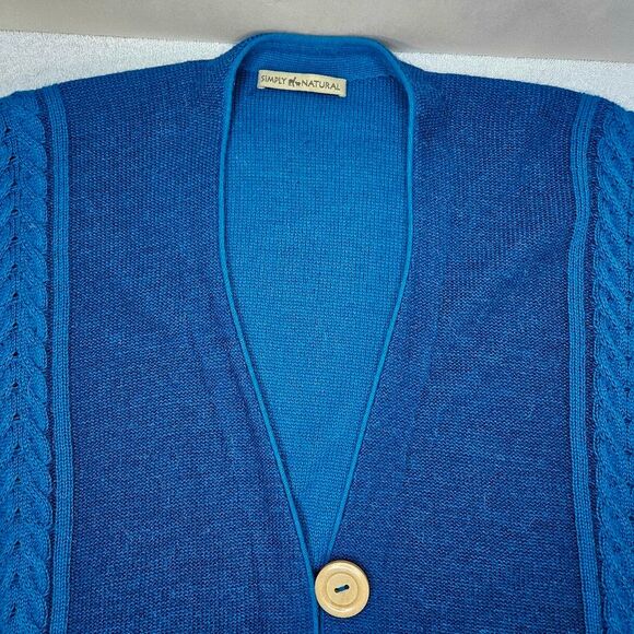 Simply Natural Trenza Capa Baby Alpaca Wool Teal Blue Ruana Cape Style Sweater - Picture 7 of 12